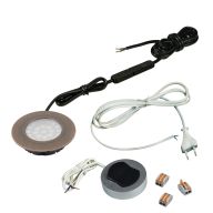 КСС КОМПЛЕКТ ИЗ 1-го LED СВЕТ-КА PLS 220V врезной/бронза/тепл.свет/выкл/сет.шнур (19.143.37.464)