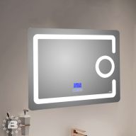 Зеркало с LED-подсветкой MELANA-8060 подогрев/часы/космет.зеркало/Bluetooth  (MLN-LED091B)